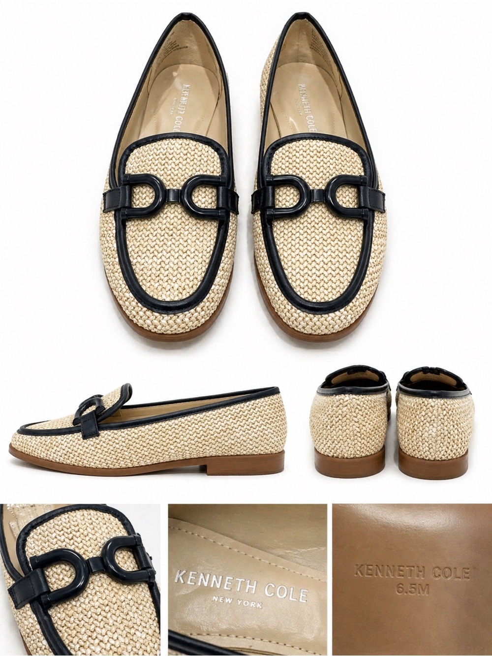 Kenneth Cole New York Linda Raffia Horsebit Loafers Coastal Preppy Flats 6.5